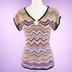 Vintage Cache Geometric Knit Short Sleeve Top